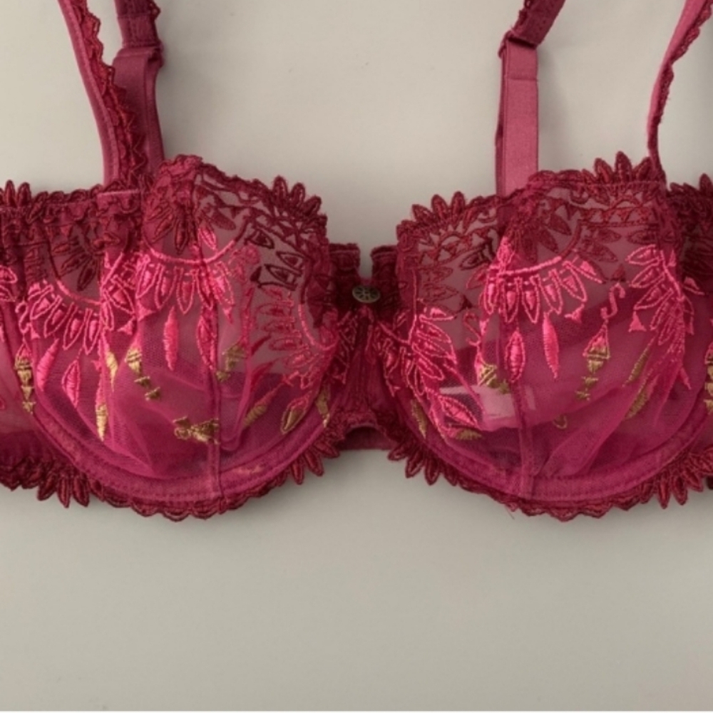 Chantelle • 34D • Embroidered Demi Bra. *34D (Sister Size 32 DD).